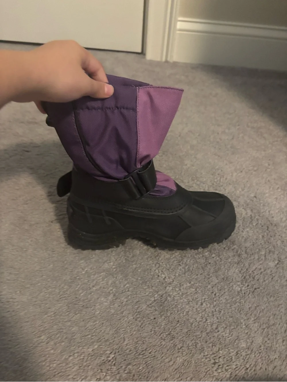 Girls Purple Winter Snow Boot with Black Sole